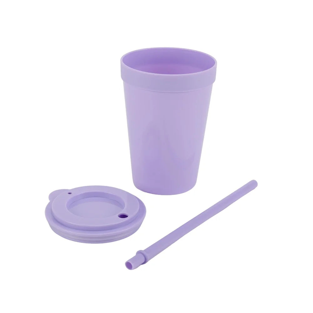 4-Pack 15oz Plastic Tumblers with Lids Straws Dishwasher Safe Spill Proof Kids Drinkware Set Perfect Picnics Playdates