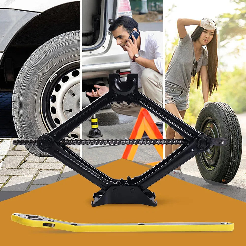 2T/3T Car Scissor Jack Auto Emergency Crank Lift Stand Labor-Saving Repair & Tire Replacement Tool with Wrench for SUV Vehicles