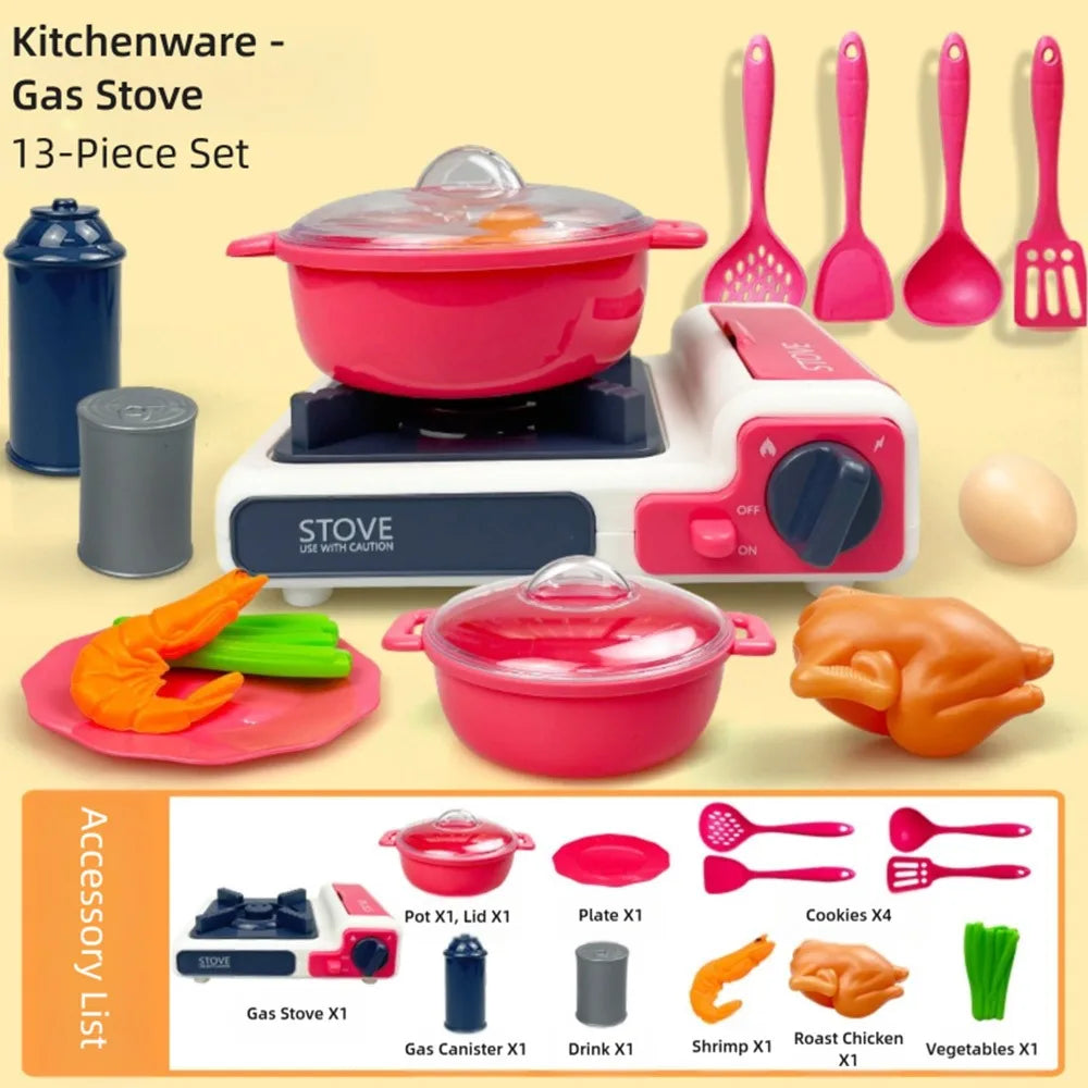 Multicolor Kids Cooking Playset Microwave Plastic Baking Playset Simulation Design Gas Stove Playing House Kitchen Toy Toy