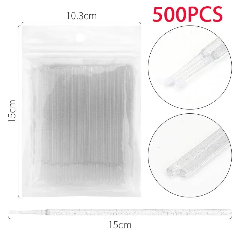 500/1000PCS Eyelash Cleaning Brush Highly Colorful Crystal Brush Eyelash Micro Brush Beauty Makeup Clean Remover Tool Wholesaler