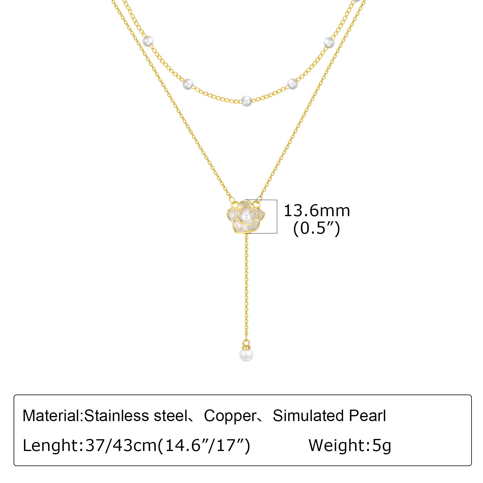 Gold Plated Lariat Necklace for Women, Double Laryered Long Chain Drop Pendant Choker Necklaces Fashion Gifts