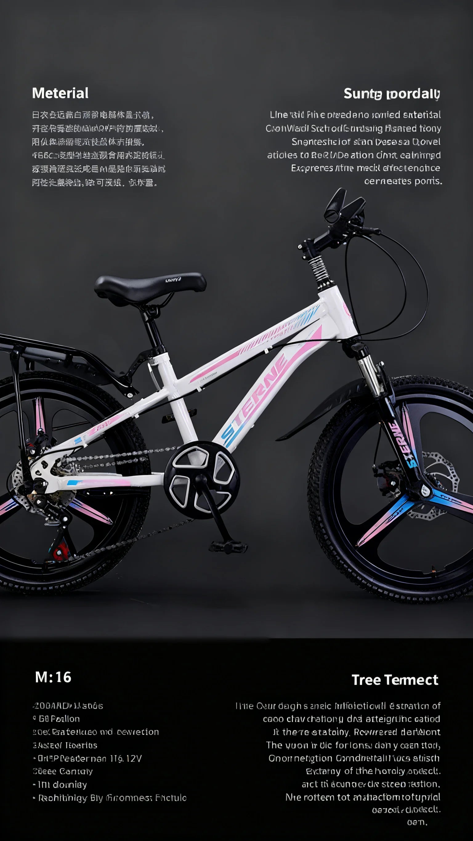 White & Pink Children's Bicycle with Integrated Wheel Variable Speed & Shock Absorption Disc Brake for Boys & Girls 6-8-12 Years