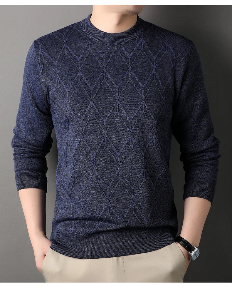 Man Pullover New 2025 Autumn Winter Solid Color Comfortable And Casual Soft Thickened Sweater With Added Velvet Sweater