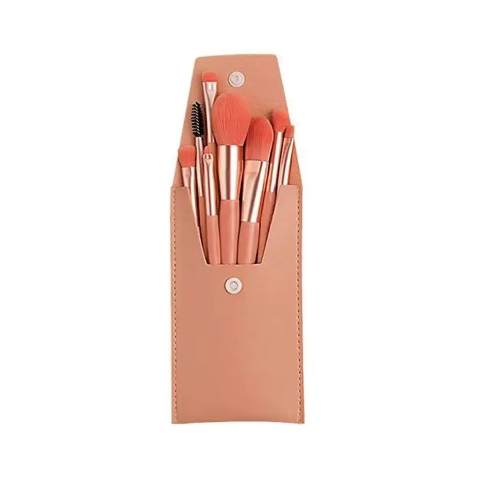 Set of 8 Soft Bristle Make Up Brushes Premium Synthetic With Bag Eyeshadow Brush Eye Facial Beauty Foundation Brush