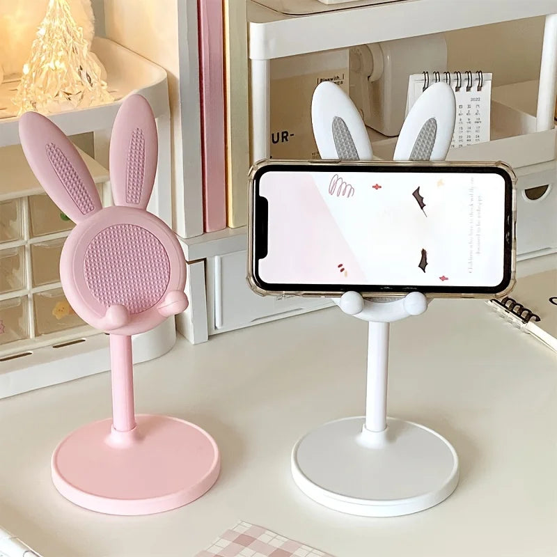 Pink Cartoon Little Rabbit Desktop Mobile Phone Stand Tablet Computer Stand Adjustable Telescopic Lift Student Lazy Person Stand