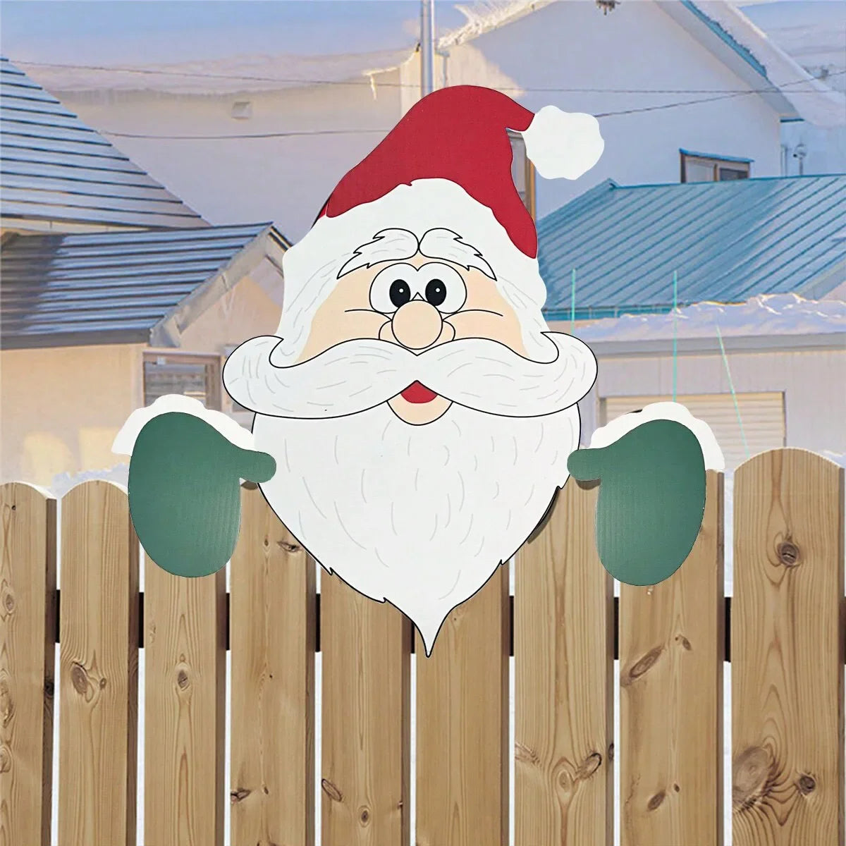 1pc Christmas Fence Ornaments Santa Clause Peeker Yard Ornaments Indoor Outdoor Ground Placard DIY Festival Gift