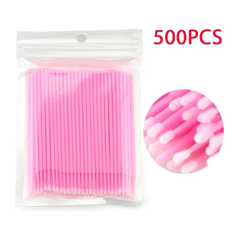 500/1000PCS Eyelash Cleaning Brush Highly Colorful Crystal Brush Eyelash Micro Brush Beauty Makeup Clean Remover Tool Wholesaler