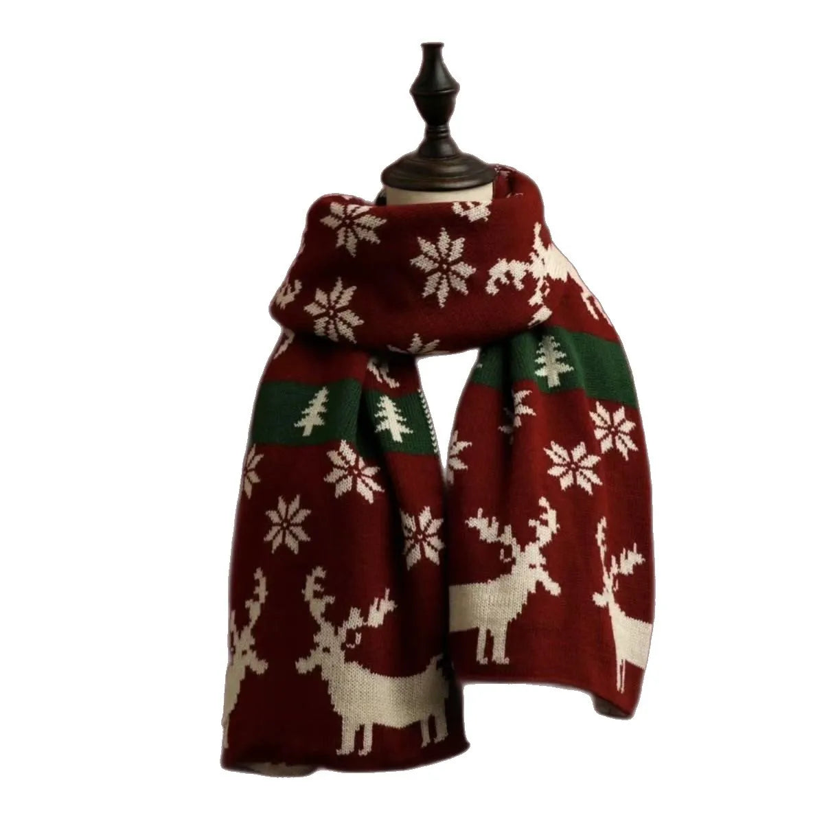 Christmas Reindeer Knitted Scarf Women Winter Warm Neck Warmer Soft Yarn Neck Wrap  Winter   Scarf