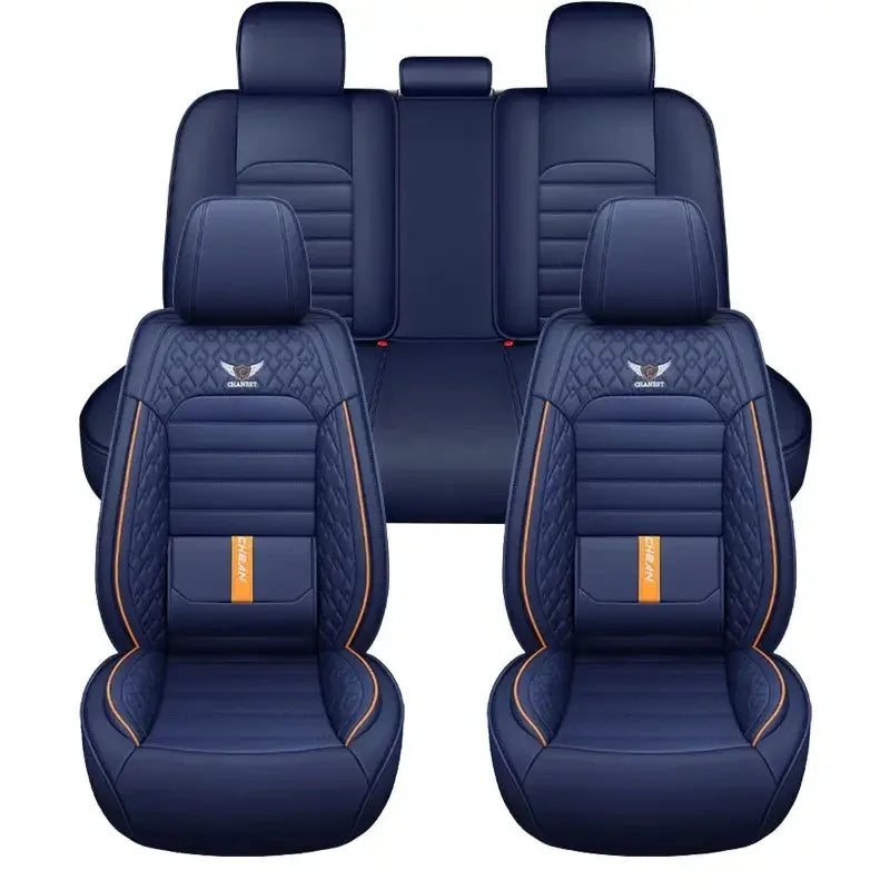 5 Seat Full Set Breathable Napa Leather Car Seat Cover - Luxury Fitted, Ergonomic Design With Fixed Lumbar Support