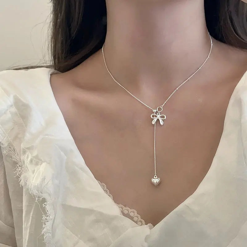 925 Sterling Silver Necklace Heart Pendant Love Adjustable Choker Elegant for Women Girl Jewelry Gift Dropshipping Wholesale