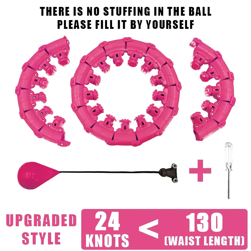 24 Section Adjustable Smart Weighted Sport Hoop Weight Loss Massager Abdomen Thin Waist Fitness Ring Indoor Fitness Equipment