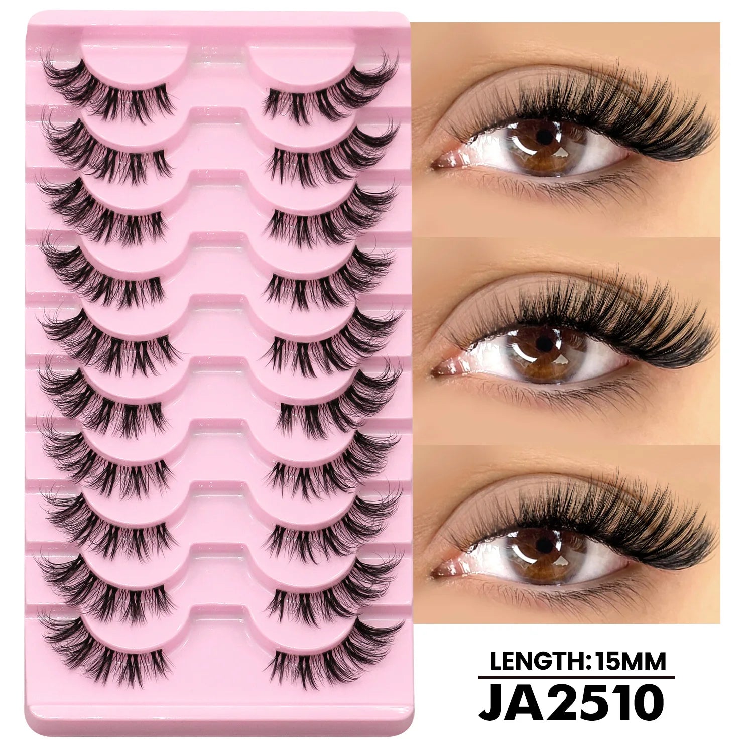 GROINNEYA Two Boxs Half Eyelashes Natural Fluffy Cat Eye Lashes Soft Wispy Faux Mink Lashes Winged End Eye Elongated Eyelashes