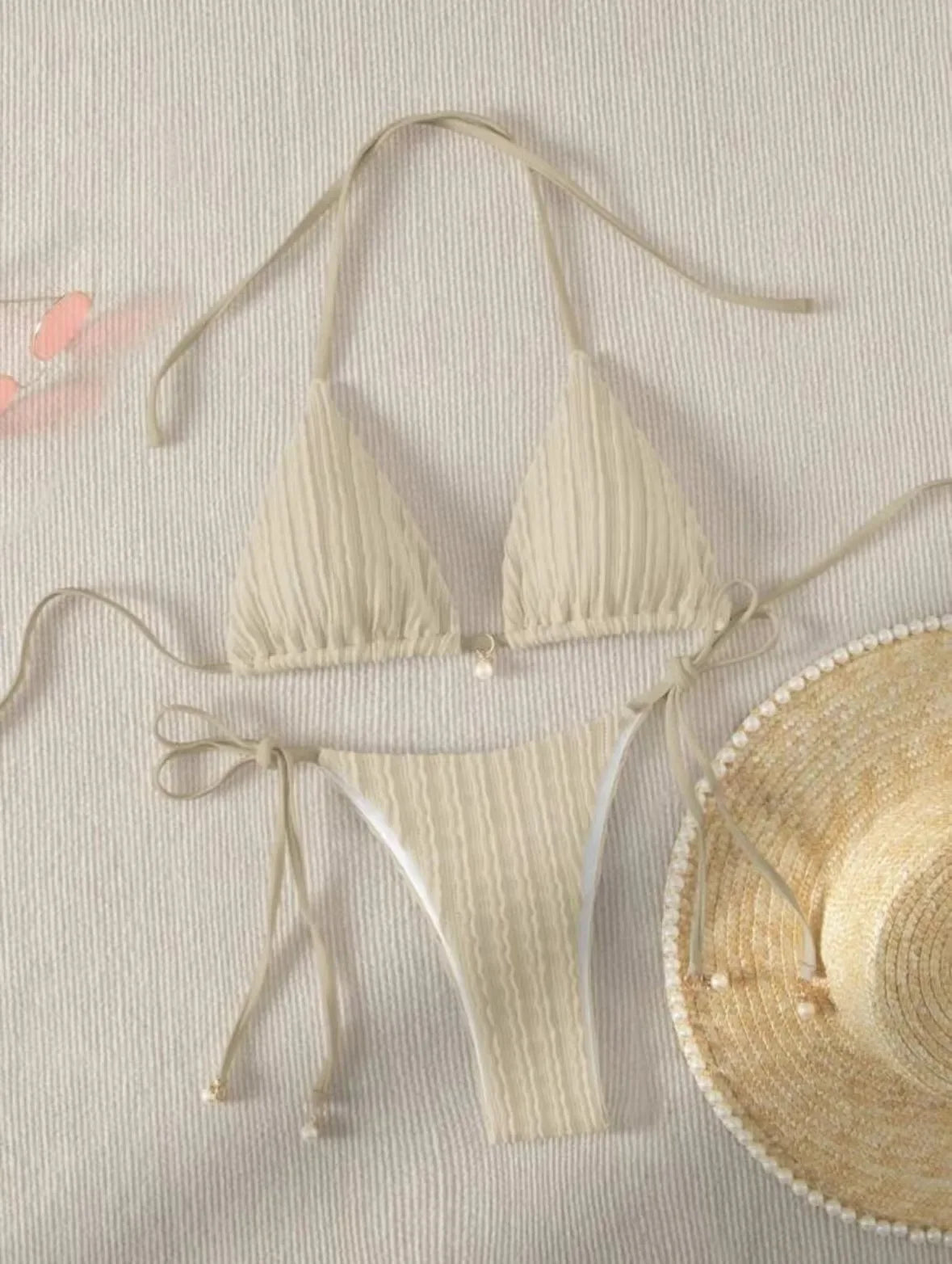 Vzvn 2025 New Summer Swimwear Bikinis Set Sexy Backless Bikini 2 Pieces Set Women Laced Up Solid Split Swimsuit Beach Bikini