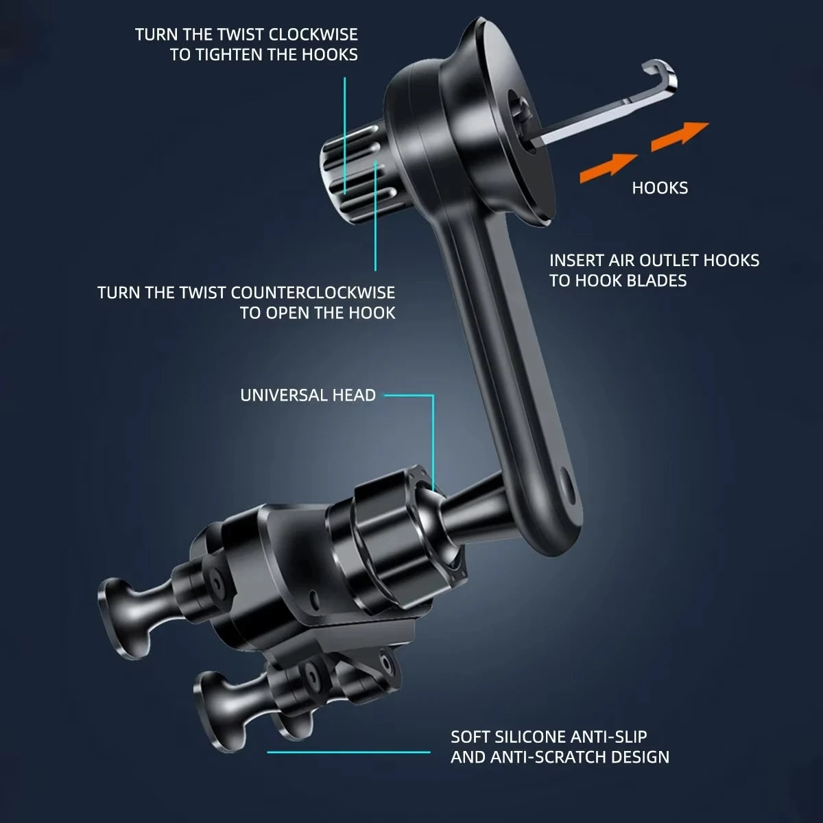 360° Rotatable Gravity Car Phone Holder Car Air Vents Clip Mount Stand Extension Rod in Smartphone Holder Bracket GPS Support