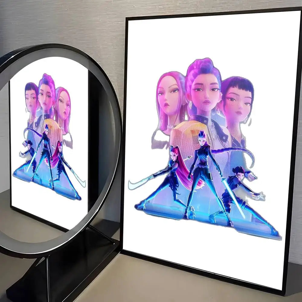 Demon H-Hunters kpop new group Poster HD home decor sticky wall waterproof home living room bar aesthetic decor