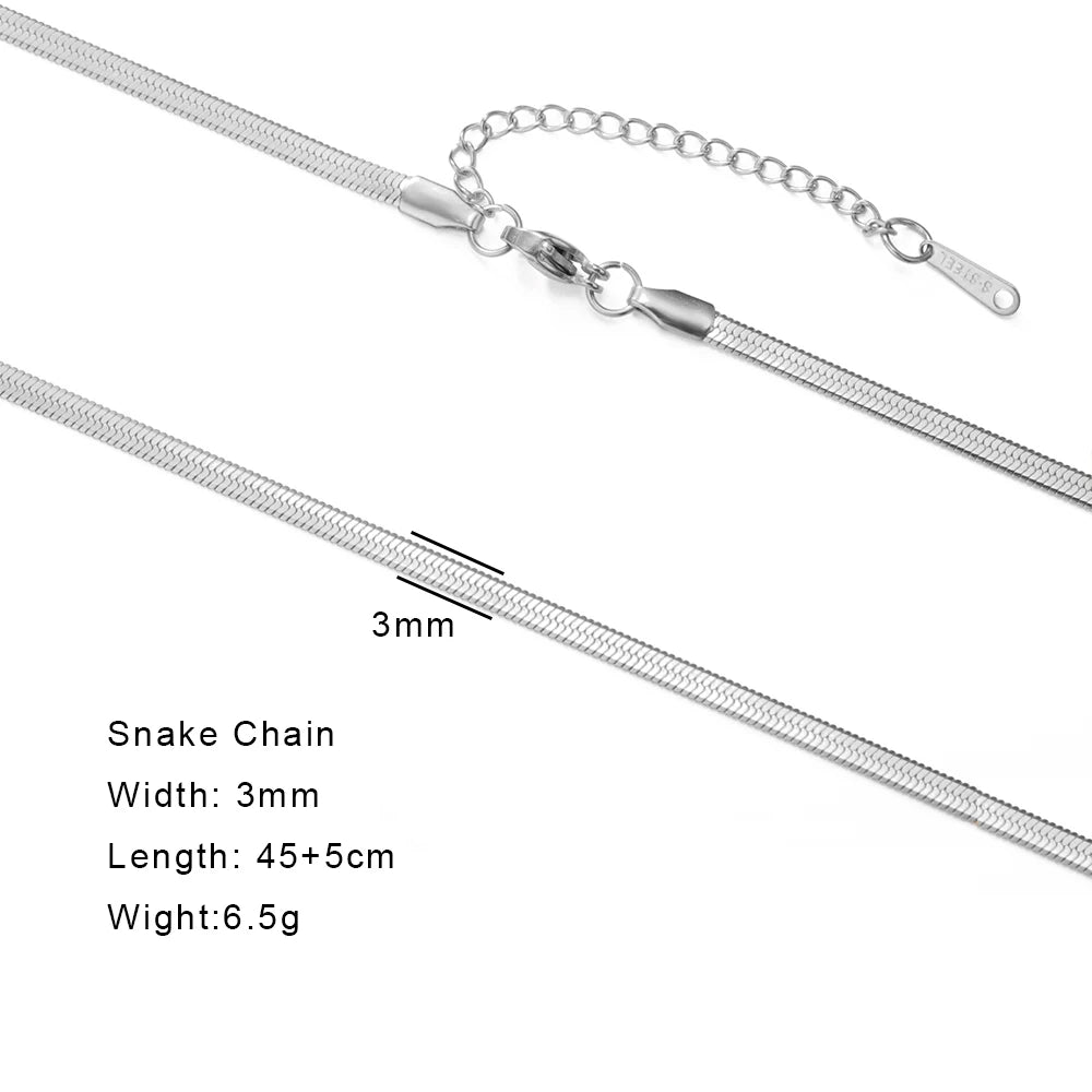 Skyrim Stainless Steel Gold Color Chain Necklace Women Minimalist Cuban Paperclip Twisted Snake Chain Fashion Jewelry Wholesale