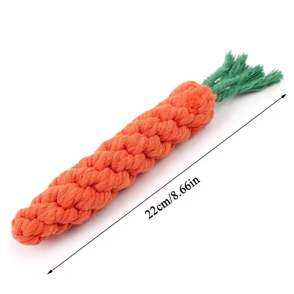 1Pcs Carrot Dog Bite Rope Pet Dog Toys Safe Durable Braided Bite Dog Chew Toys Resistant Puppy Molar Cleaning Teeth Cotton Rope