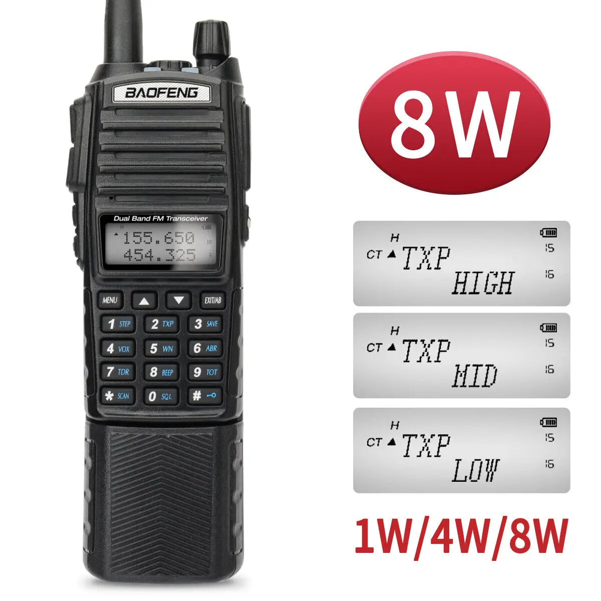 1/2PCS BAOFENG UV-82 8W Walkie Talkie 3800mAh Battery UV82 Dual Band VHF UHF Long Range Emergency Ham Radio Station for Outdoor
