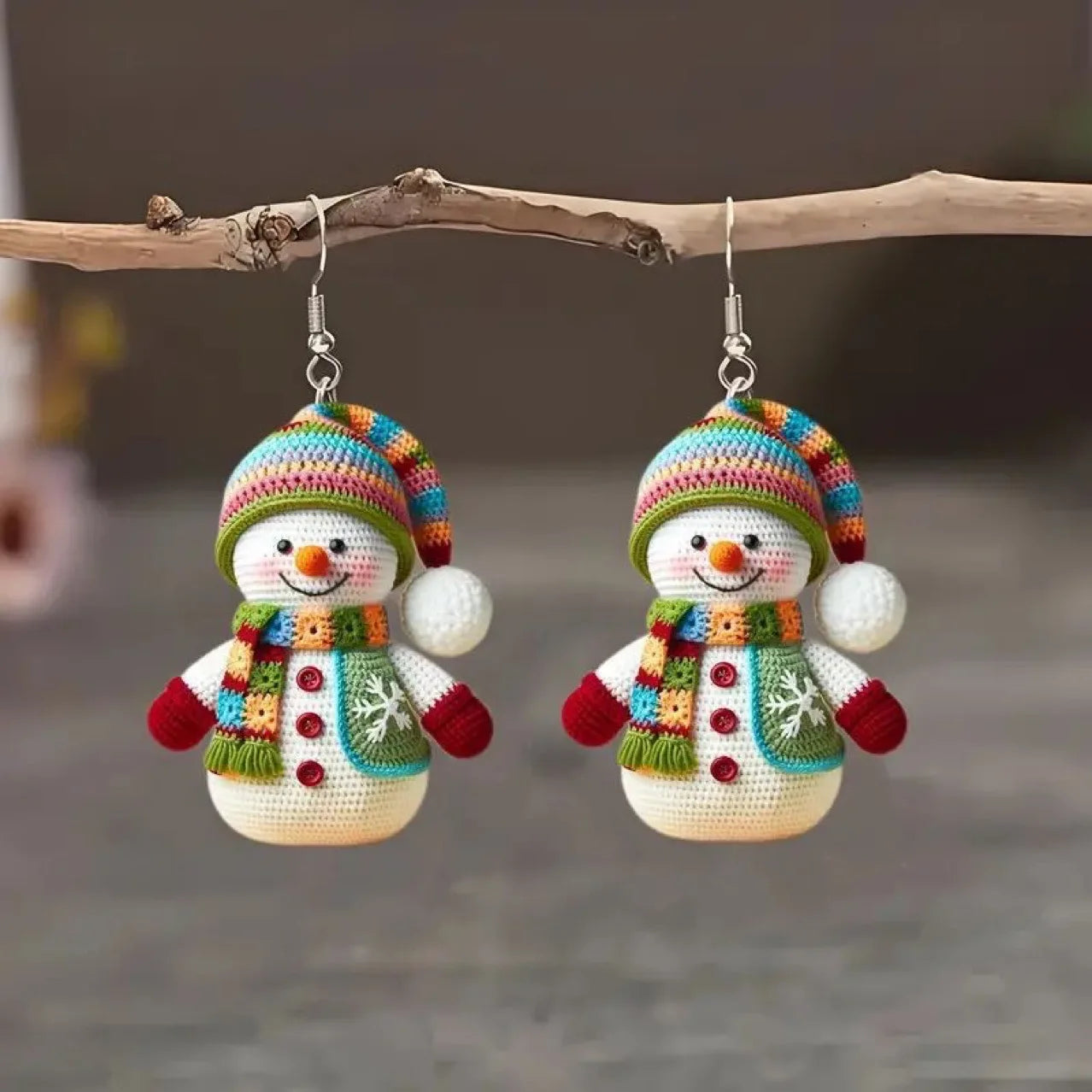 3 cute cartoon snowman earrings necklace set, acrylic graphic design, perfect Christmas gift for girls