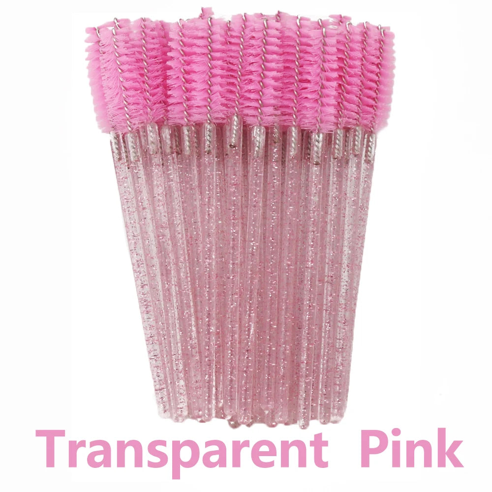 ANNAFRIS 50Pcs  Disposable Eyelash  Brush Soft Head Crystal Eyebrow Brush Lash Extension Brush  Mascara Wand Makeup Tool