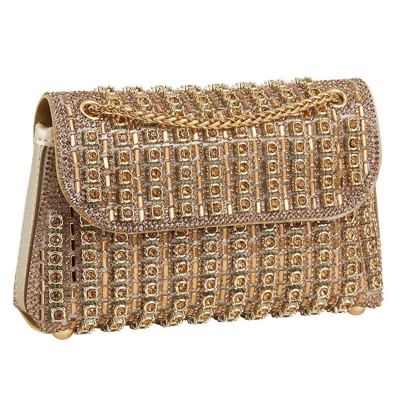 Gold Diamond Clutch Bag Fashionable Luxury Designer Evening Purse for Women Versatile Handbag Shoulder Bag Wallets for Women