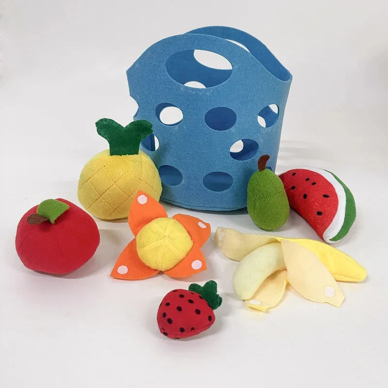 8pcs Felt Food vegetable basket Set Soft Felt cloth Fruits Pretend Play Toy Felt Fruit Children Kitchen Role Playing Toys Gifts