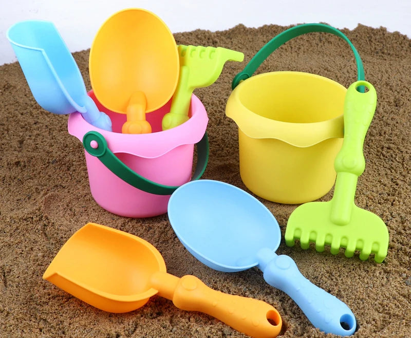 4Pcs/Set Beach Toy Set for Kids Soft Rubber Play Sand Tools Sand Bucket Beach Shovel Toys Summer Children Playing with Sand Toys