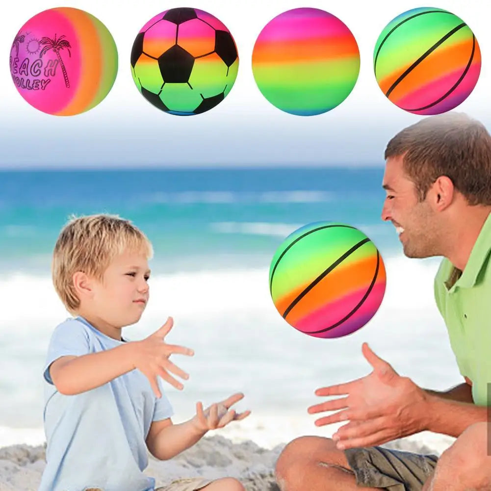 1 Pcs Rainbow Beach Ball Inflatable Summer Beach Ball Game Rubber Pool Net Kids Garden Volleyball Beach Toy Rainbow Swim T2J8