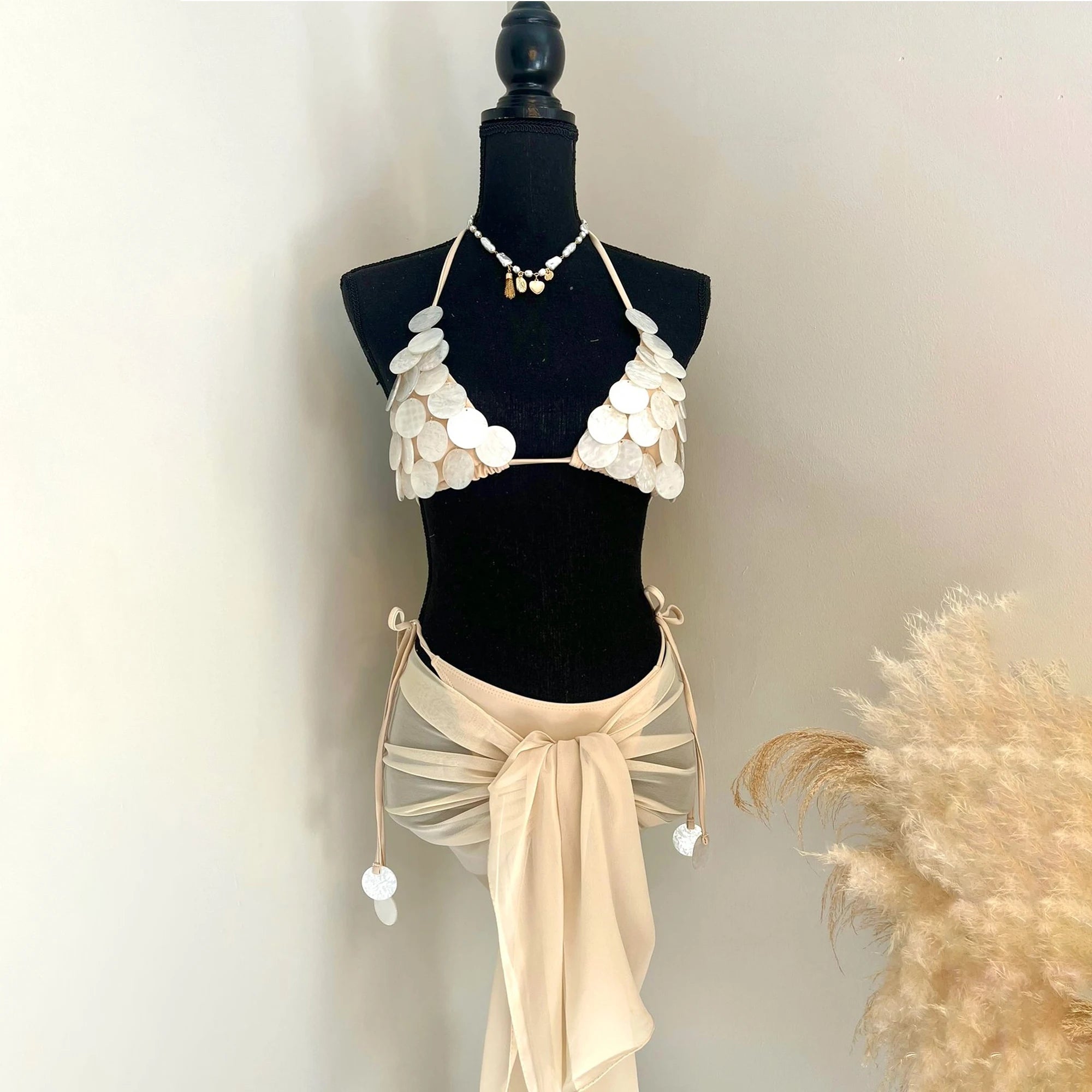 3 Pcs Shell Swimsuit Bikini with Skirt Swimwear Swimsuit Women Separates Push Up Swimwear Swimsuit Bathing Suit