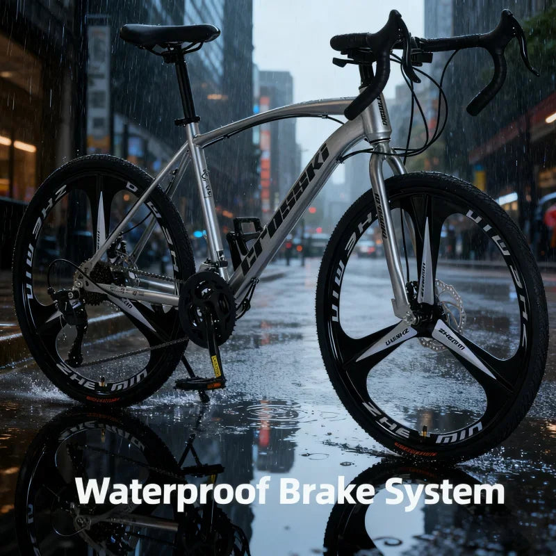 Yueqi Silver3 Integrated Road Bike for Men And Women Adult Racing Bicycle with Bent Handlebar Drop Bars Wheel Knife Wheel