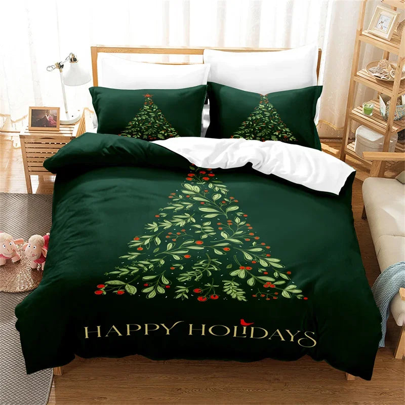Christmas Green Duvet Cover Fashion Girls Boys Bedding Set Queen Double Bed Set Comforter Set Children Bedding Duvet Cover