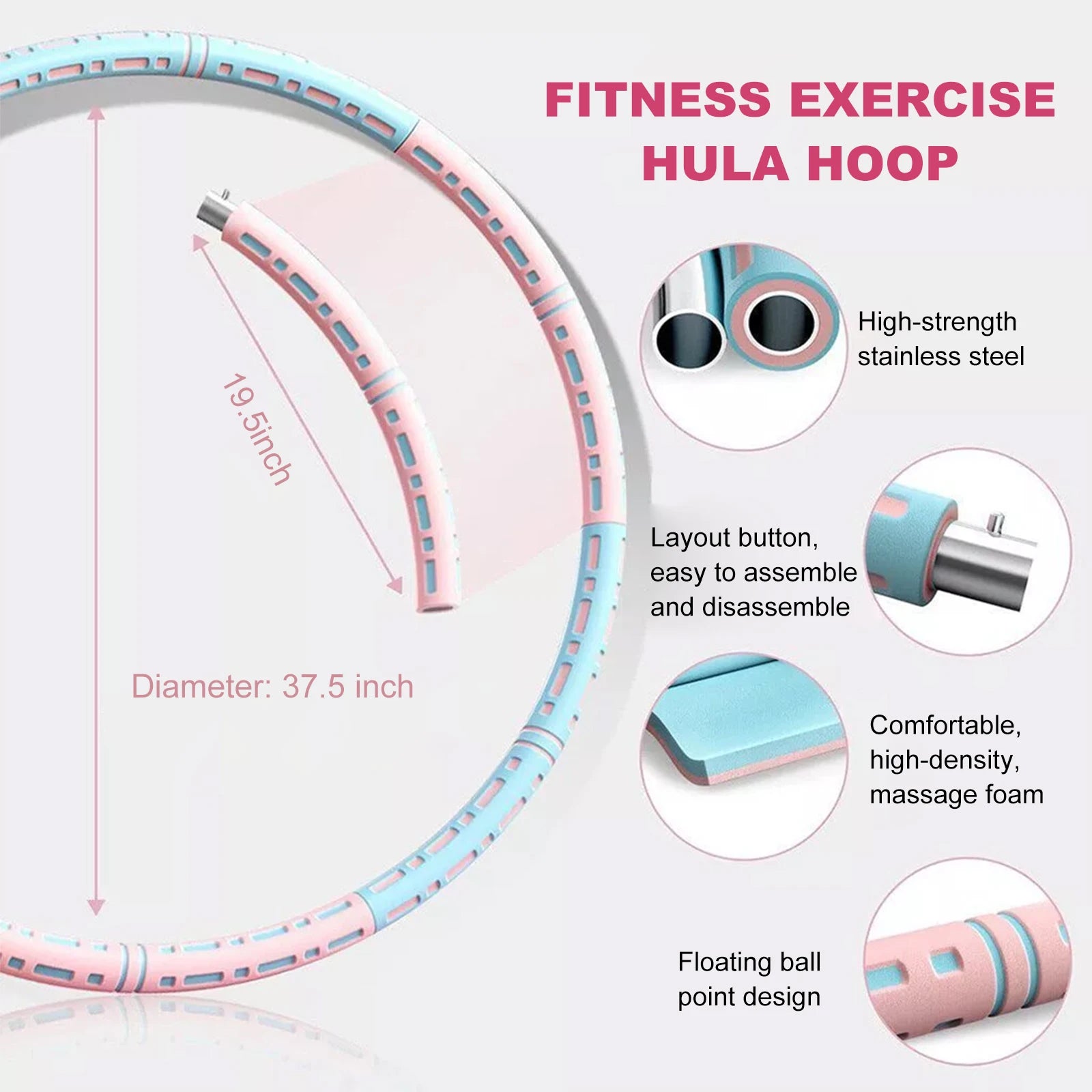 1 Piece Detachable Stainless Steel Sport Hoops Weight Loss Yoga Circle Fitness Weighted Hoop for Adults & Children
