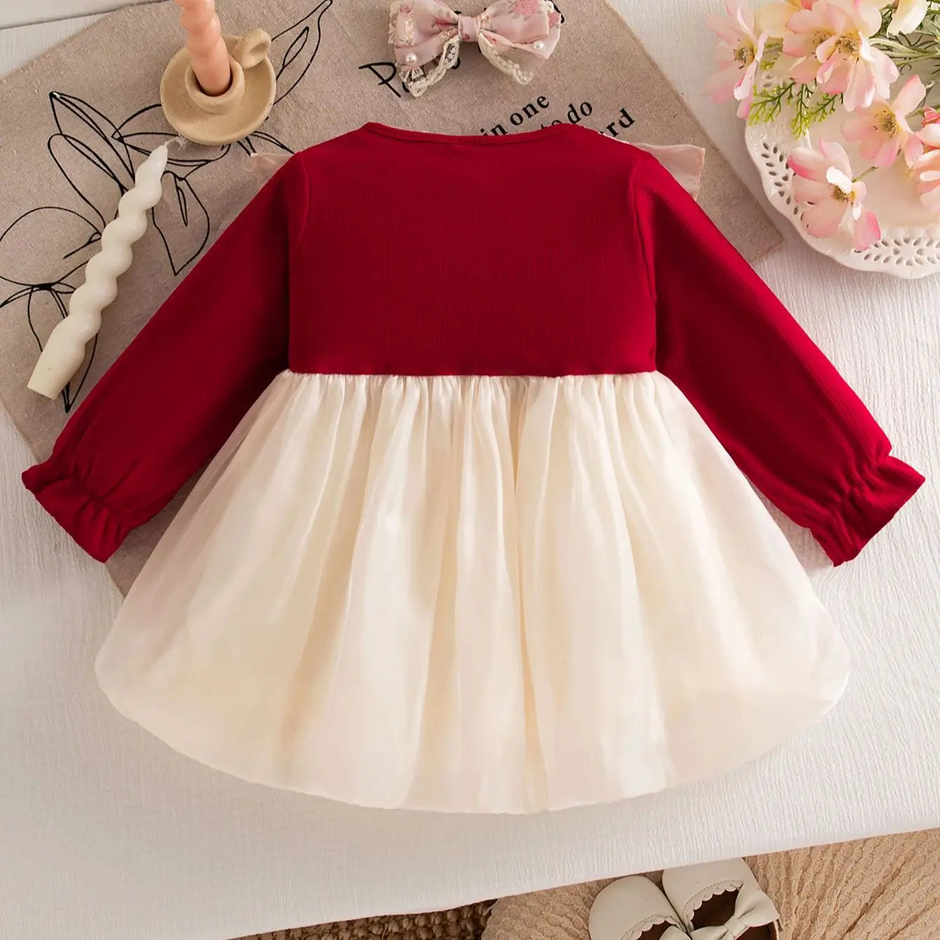 Autumn New Sweet Bow Baby Girl Dress, Princess Style Children'S Clothing Suitable For Christmas Parties (6-24 Months)