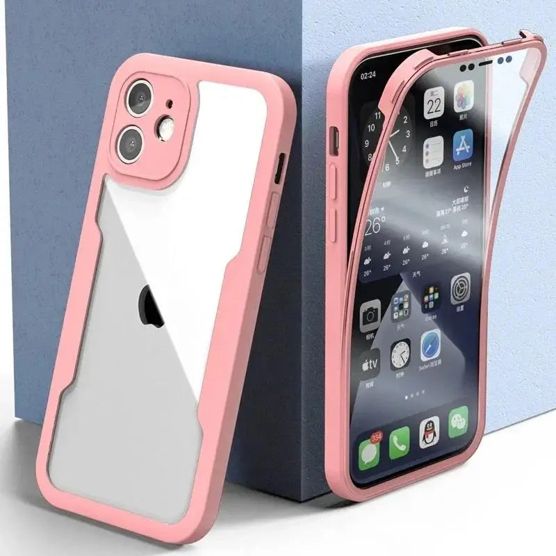 360 Full Body Front+Back Clear Case For iPhone 16 15 14 13 11 12 Pro Max XS X XR 7 8 Plus SE 2022 Silicone  Shockproof Cover