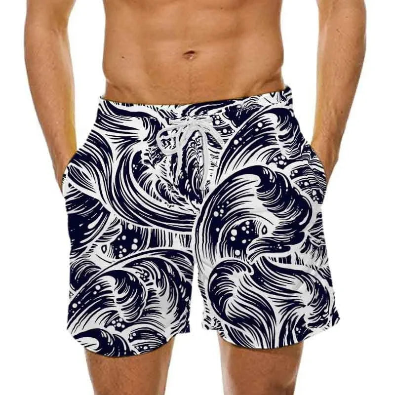 Sea Wave Graphic Beach Shorts For Men Dragon Cloud 3D Print Short Pants Summer Sports Swim Trunks Leisure Oversized Ice Shorts