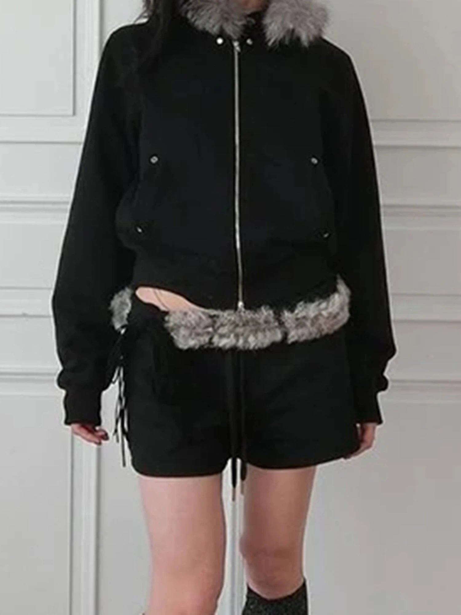 Women s Winter Warm Hooded Coat with Faux Fur Trim Long Sleeve Zipper Hoodie Jacket with 2 Pockets and Plush Lining