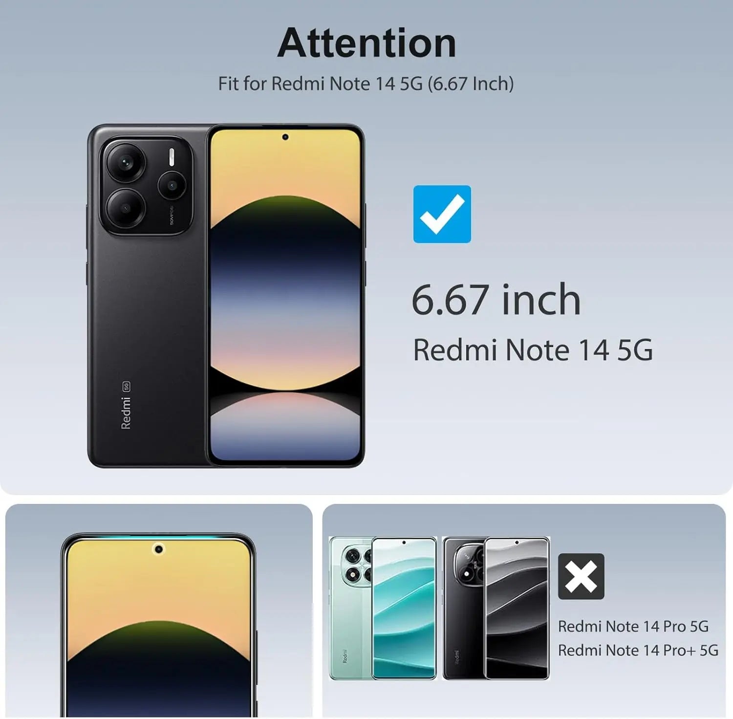 2/4Pcs 9H Screen Protector For Redmi Note 14 5G HD Tempered Glass