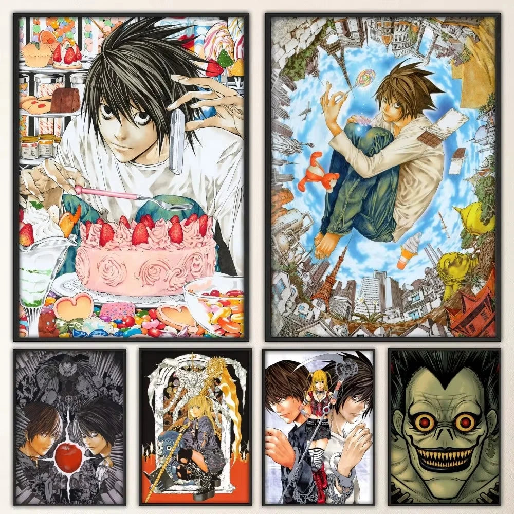 Hot Anime Death Note Poster Fancy Poster Wall Sticker for Living Room Bar Vintage Decorative Painting