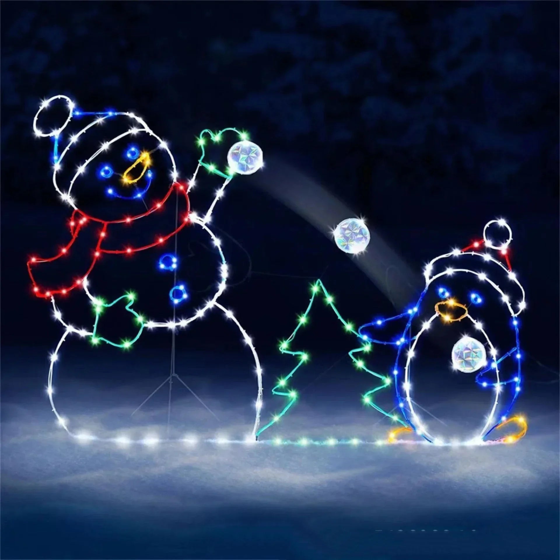 Solar Powered Animated Snowball Light LED Glowing Snowman Christmas Waterproof for Outdoor Garden Yard Xmas Ornament Gift Idea
