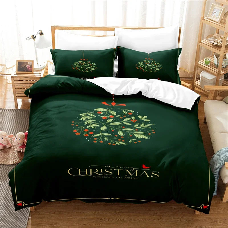 Christmas Green Duvet Cover Fashion Girls Boys Bedding Set Queen Double Bed Set Comforter Set Children Bedding Duvet Cover