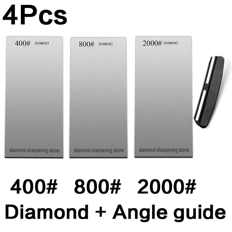 120/600/1500/3000 Grit Diamond Sharpening Stones Knife Sharpener Anti-skid Base Kitchen Knife Sharpening Tool Set Flake Plate