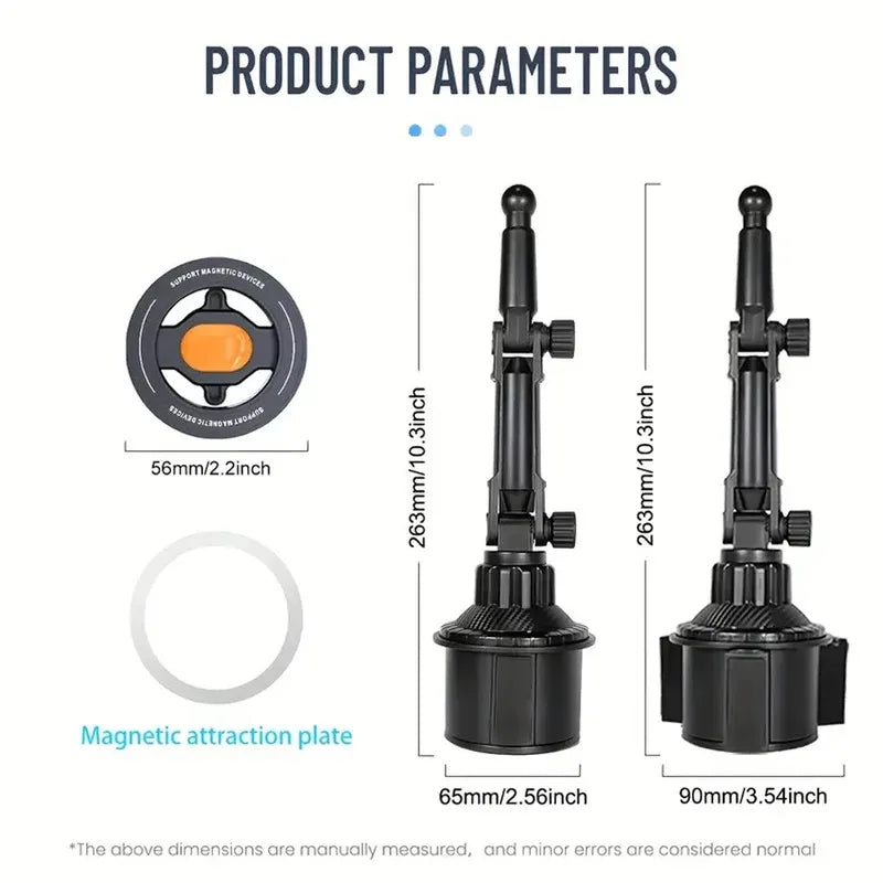 360° Rotation Magnetic Phone Holder for Car Cup Mount Compatible with Magsafe iPhone 16/15/14/13/12 Samsung Xiaomi Vehicle Cell