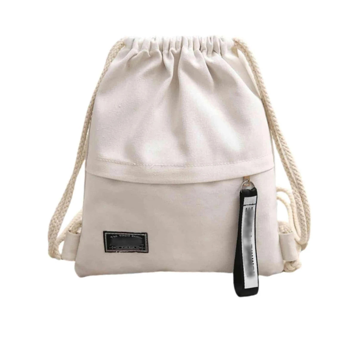 Canvas School Bag Double Shoulder Drawstring Backpack Drawstring Pocket Portable Casual Backpack Women Men Travel Backpack-A-DH