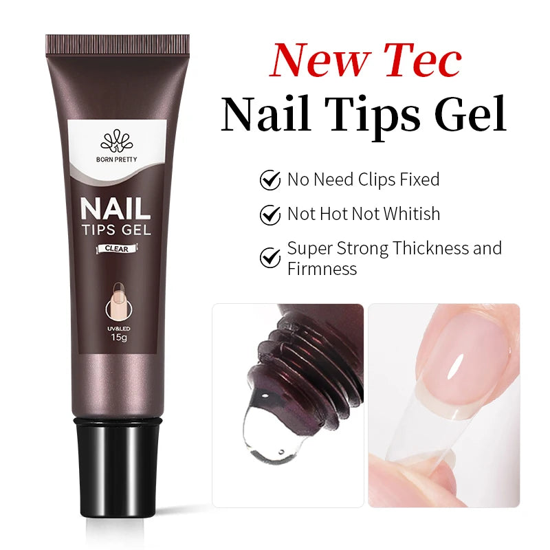BORN PRETTY 15ml Clear Non Stick Hand Extension Gel 3D Shaping Sculpting Carving Nail Art Solid Hard Gel for Fake Nail