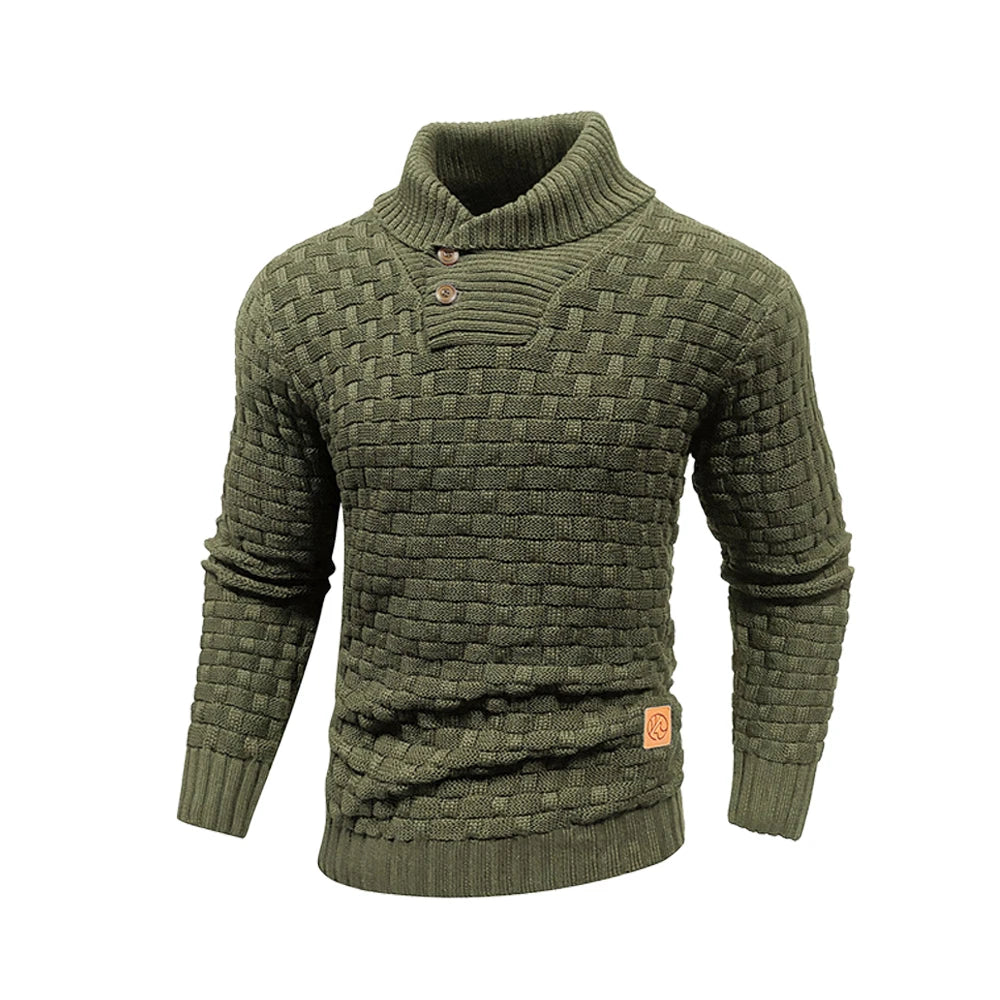 Men’s Knitted Sweater Casual Crew Neck Warm Long Sleeve Comfortable Pullover Textured Ribbed Edge High Quality Top US Size