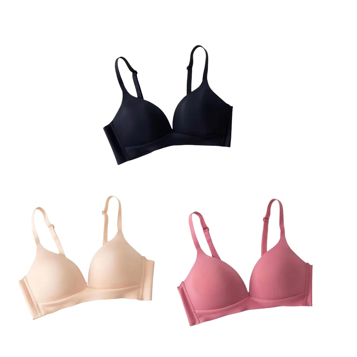 3Pcs/Set Seamless Bras For Women Non-wire Glossy Underwear Push Up Bra Without Steel Ring 3/4 Cup Female Comfort Lingerie