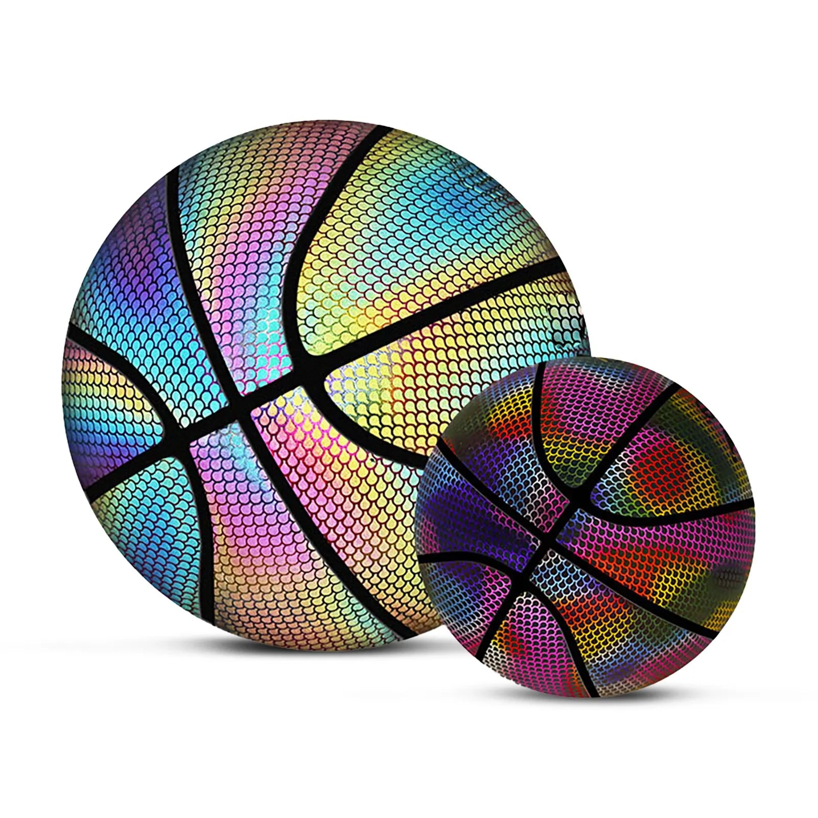 Holographic Glowing Reflective Basketball Size 7 Wear Resist PU Luminous Basket Ball for Adults Reflective Glowing Basketball