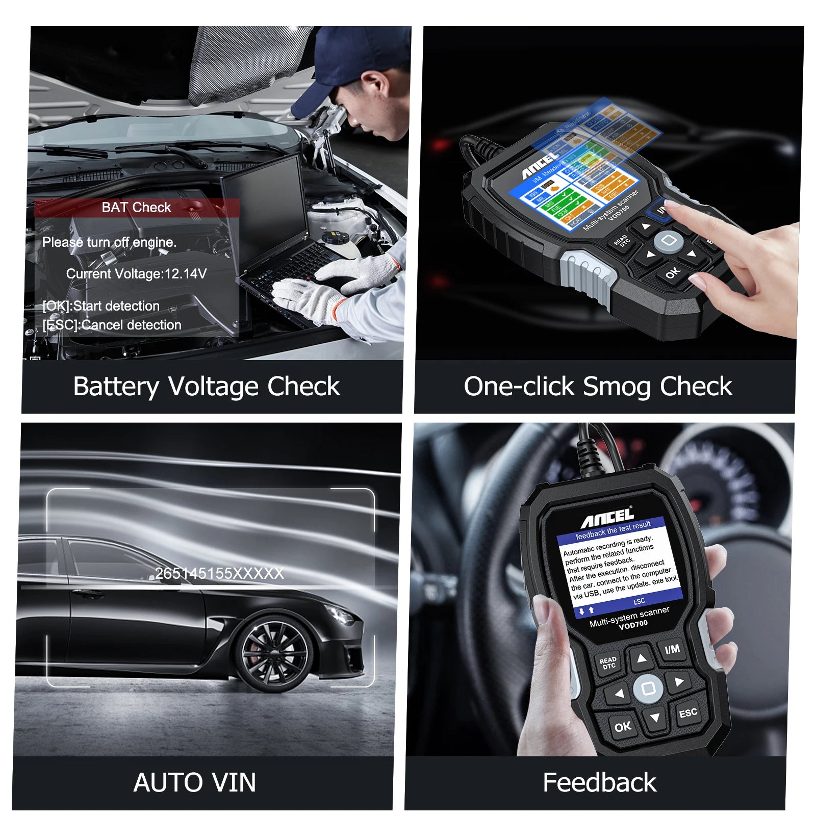 All System OBD2 Scanner Fits for Volvo Car Code Reader ABS Bleeding Injector Oil Reset OBD2 Diagnostic Scan Tool ANCEL VOD700