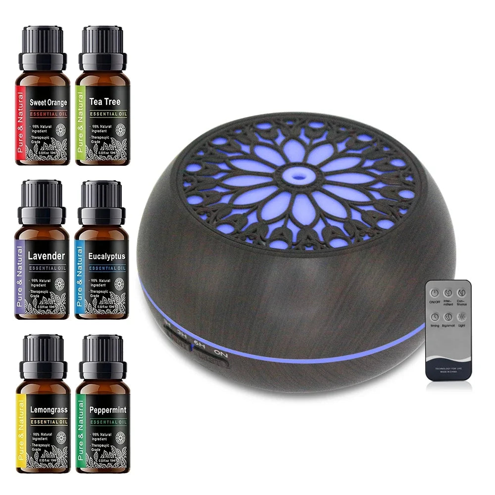 Home & Office Aromatherapy Diffuser  550ml, 6 Oils, Soundwave, Remote, 7 Colors
