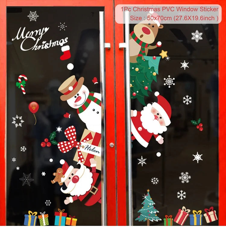 Christmas Window Stickers Christmas Wall Sticker Kids Room Wall Decals Merry Christmas Decorations For Home New Year Stickers